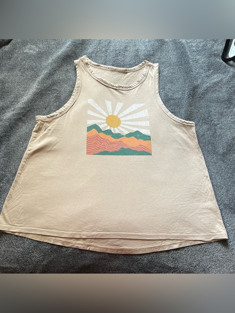 dip Beige Graphic Tank with Sunrise Print